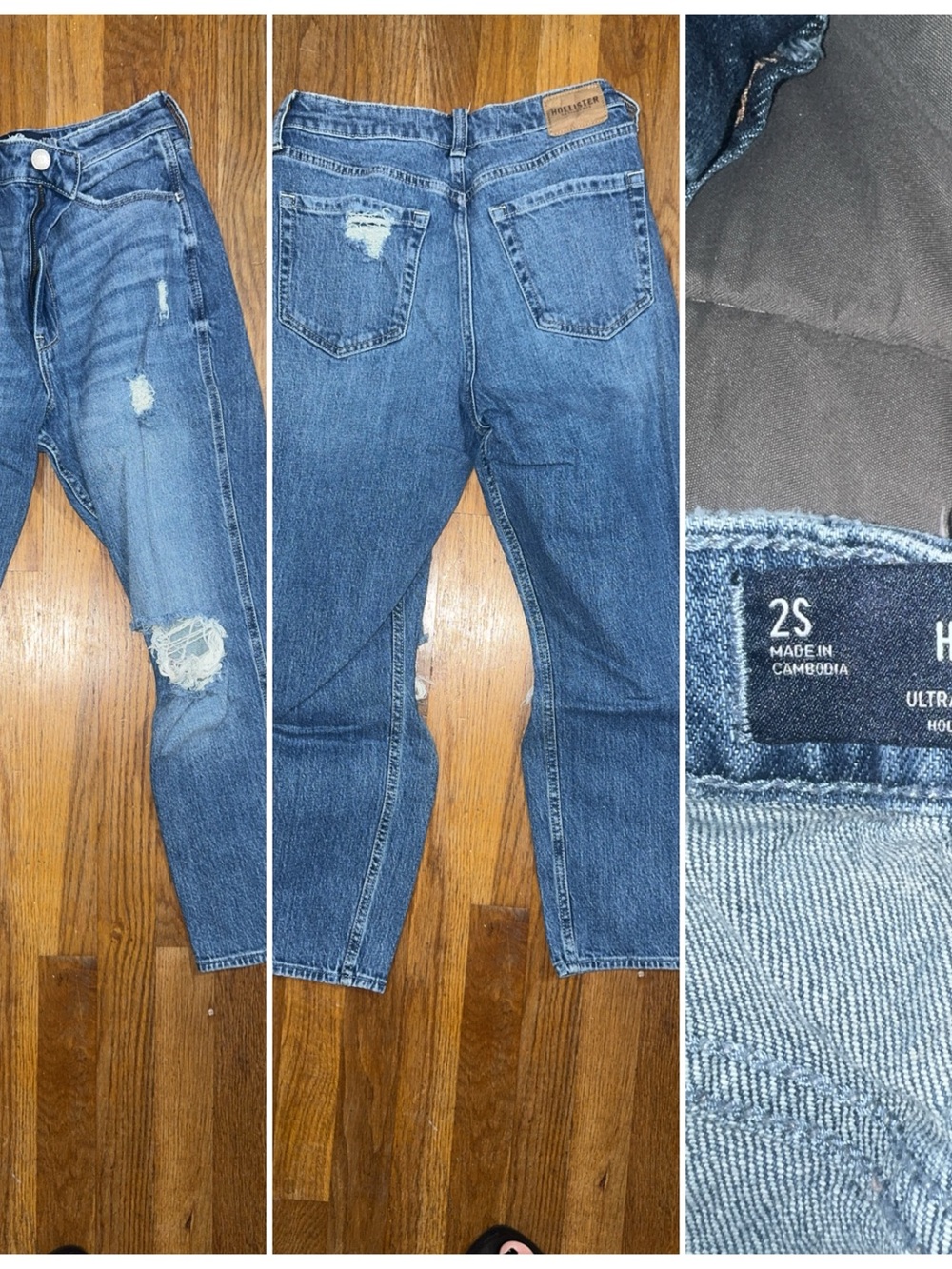 Hollister Distressed Mid Blue Boyfriend Jeans